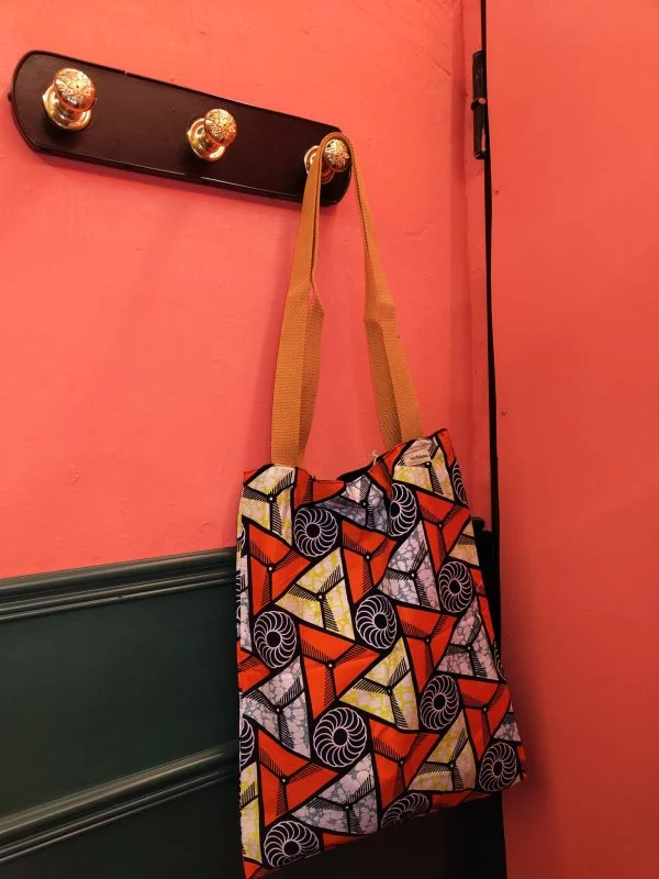 Tote Bag de tela africana naranja