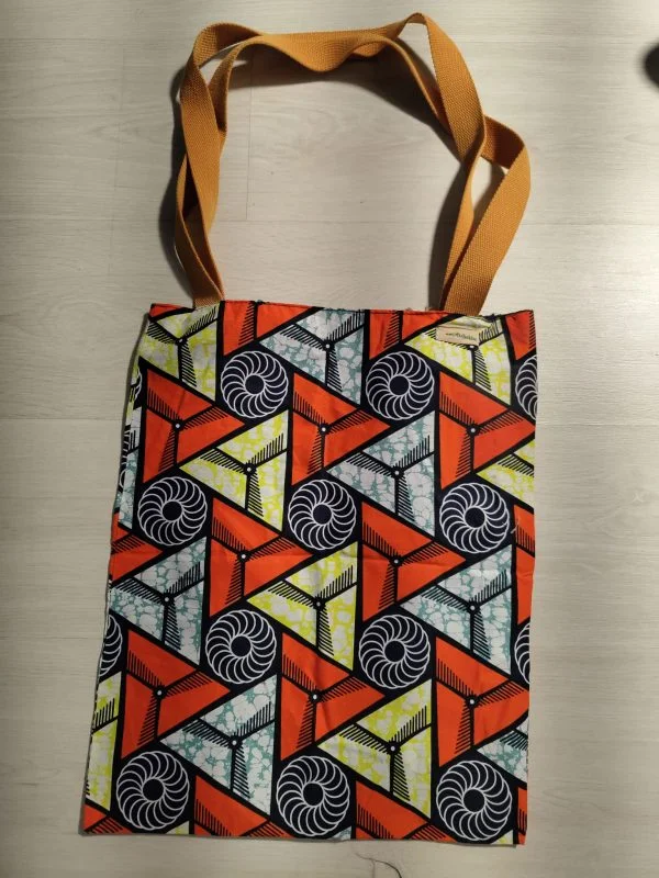 Tote Bag de tela africana naranja - Imagen 2